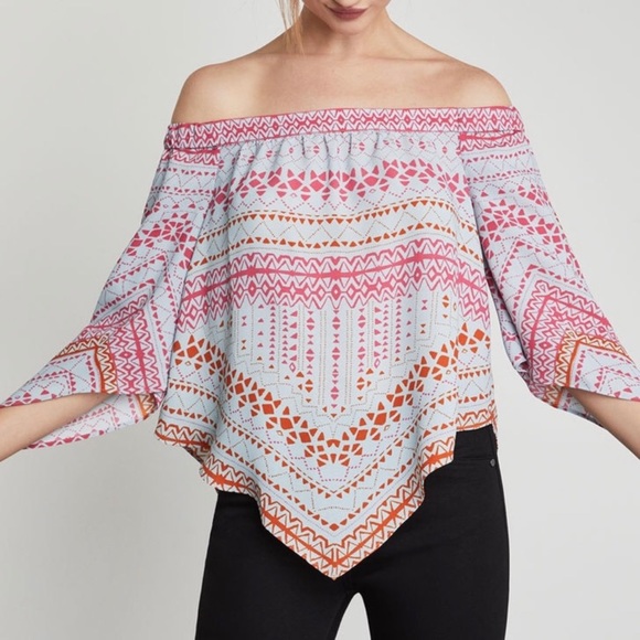 BCBGMaxAzria Tops - BCBGMaxazria Octavia Printed Off The Shoulder Top